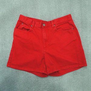 Liz Claiborne Denim Jean Shorts Women Size 14 Petite Red High-Rise Cotton
